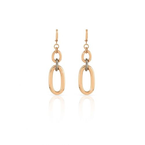 Orecchini Donna Unoaerre Bronzo Rosato Lisci Forzatina Pendenti 491385