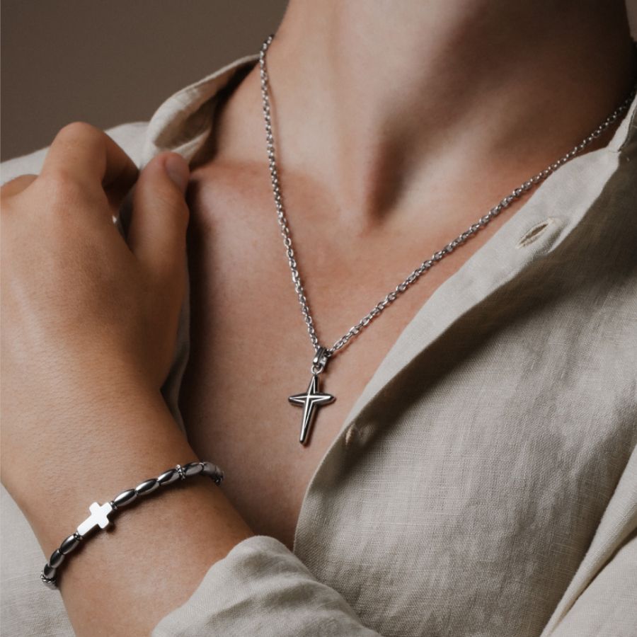 Bracciale Uomo Liu Jo Acciaio Croce Lucida MLJ543