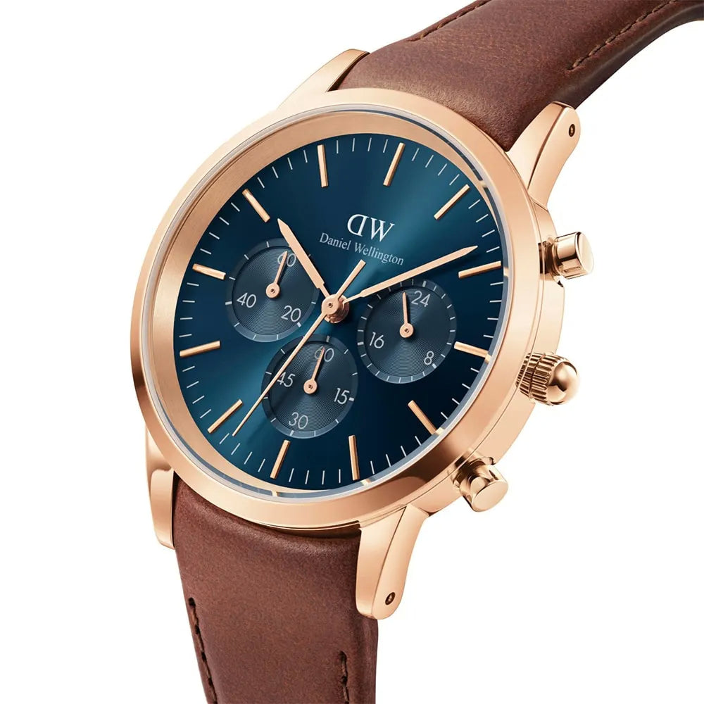 Orologio Uomo Daniel Wellington Cronografo Quarzo Acciaio Rosè Pelle 42 mm DW00100639