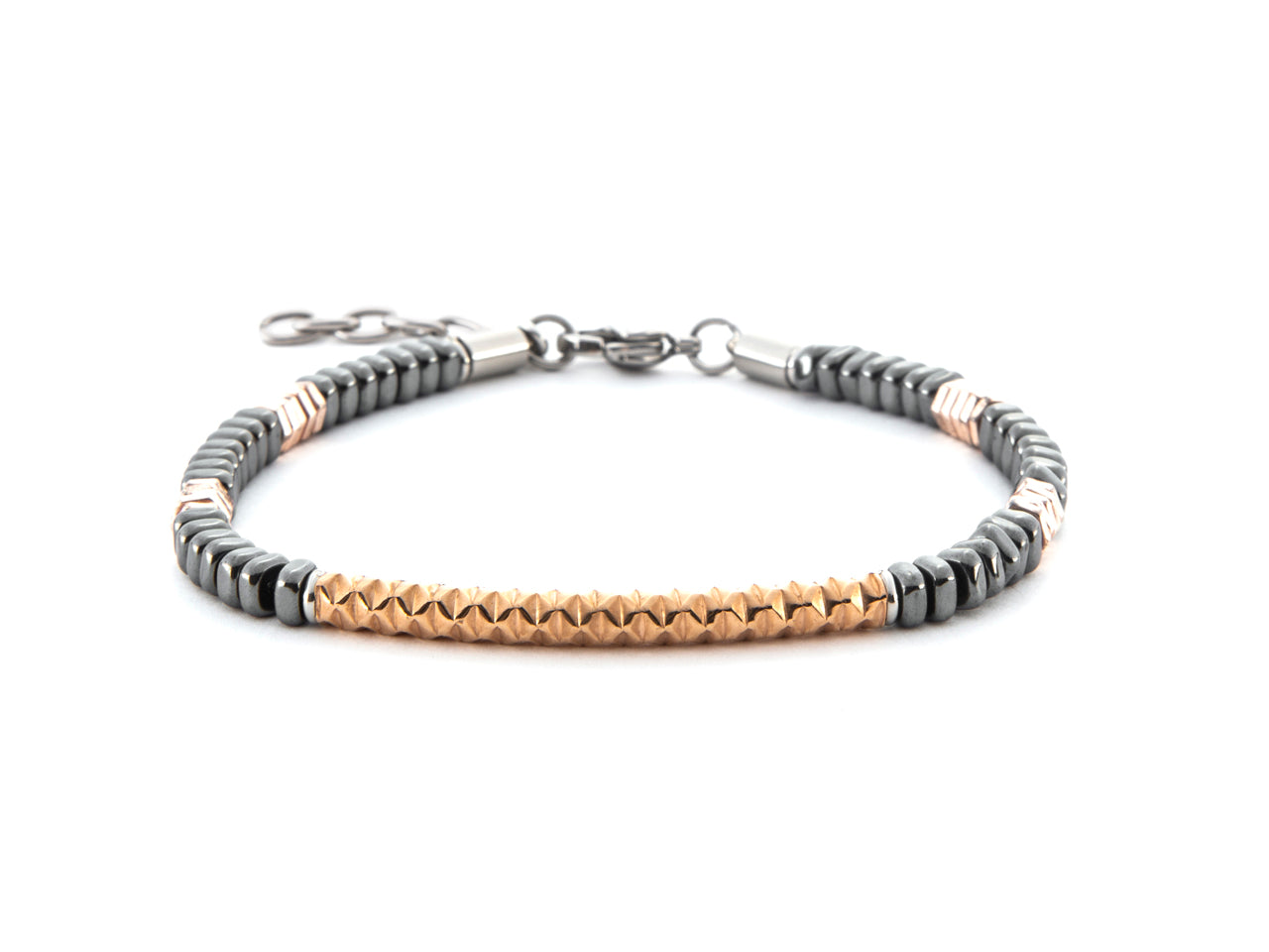 Bracciale Uomo 4US Cesare Paciotti acciaio Bianco rosè e pvd nero centrale rigido  4UBR7030