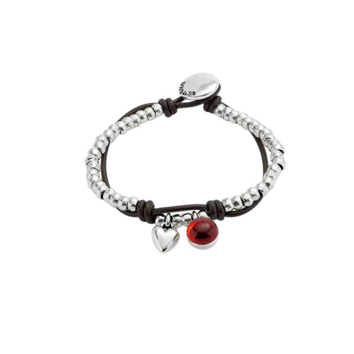 Bracciale Donna Uno De 50 Sfere Placcato Argento Cristallo Murano Rosso Cuore PUL2527ROJMTL0M