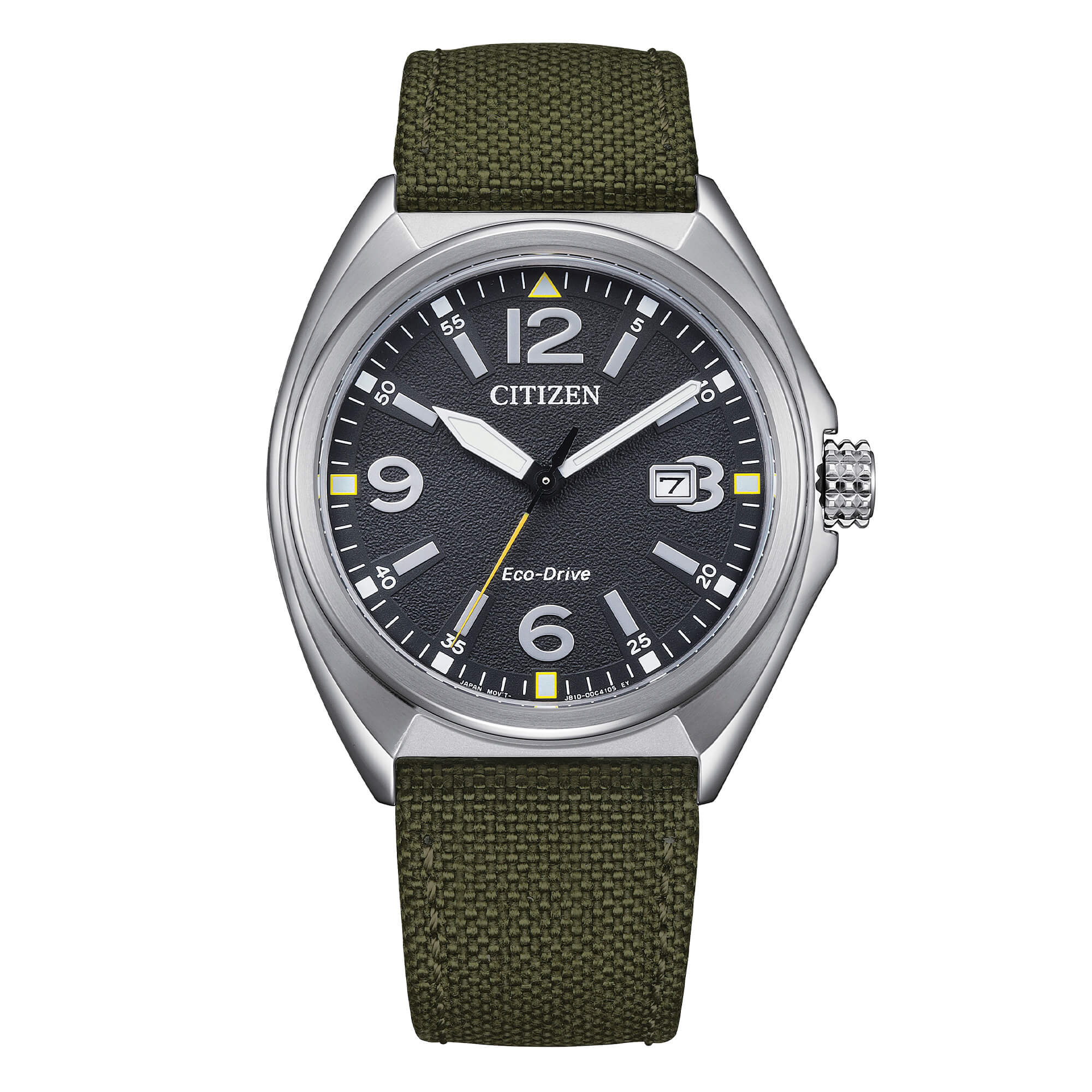 Orologio Uomo Citizen Verde Militare Eco-Drive Solo Tempo Acciaio Data AW1571-09E