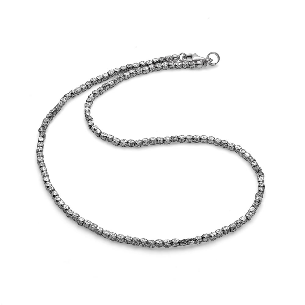 Collana Uomo Maria Cristina Sterling Argento Brunito 925 Cubi Martellata G4613