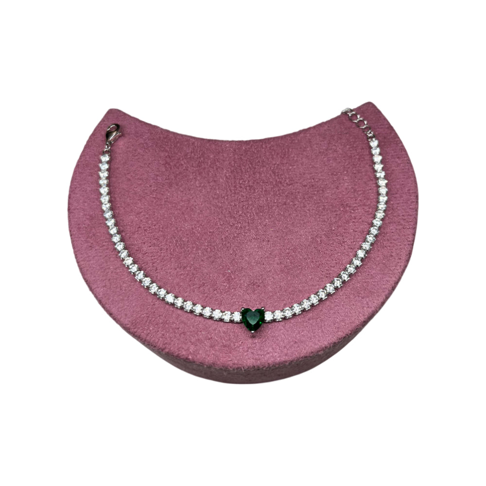 Bracciale Donna Re Mida Tennis Argento 925 Zirconi Cuore Verde Tennis-43