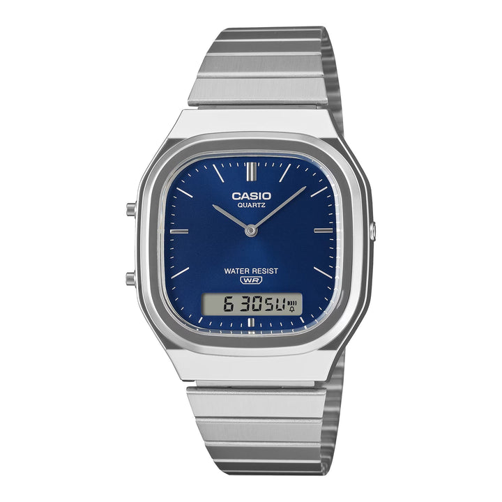 Orologio Unisex Casio Vintage Acciaio Quarzo Ana-Digi Blu AQ-240E-2A2EF
