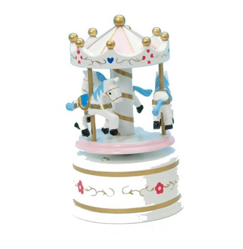 Giostra Il Mondo Dei Carillion Legno Cavallucci Bianco Melodia Dixieland 14 cm 16010