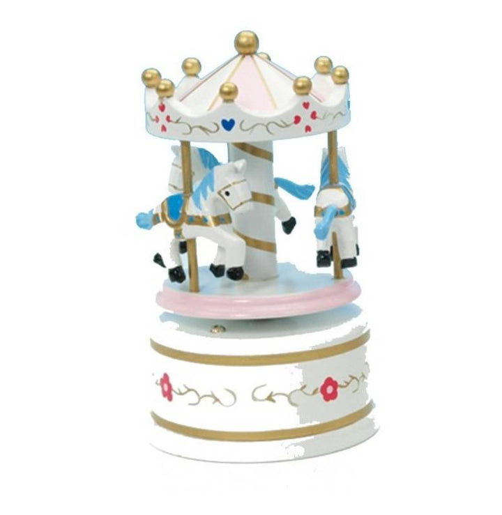 Giostra Il Mondo Dei Carillion Legno Cavallucci Bianco Melodia Dixieland 14 cm 16010