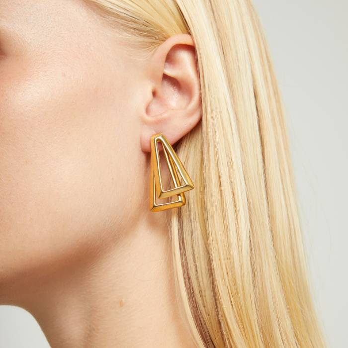 Orecchini Donna Uno De 50 Doppi Triangolari Placcati Oro 18 KT PEN1065ORO0000U