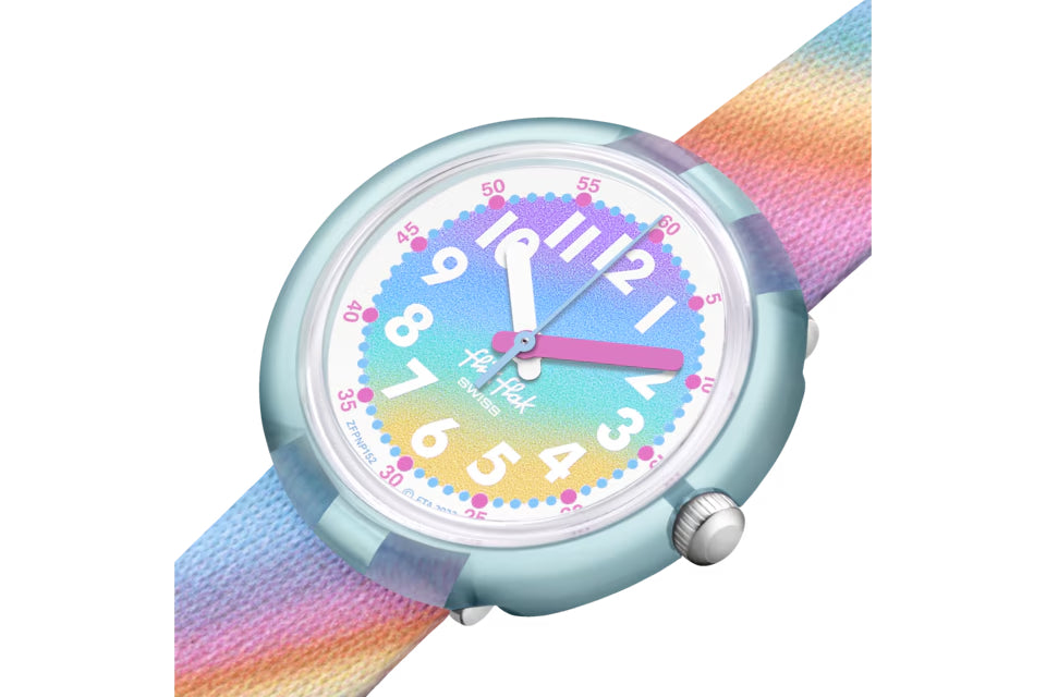 Orologio Bambina Swatch Flik Flak Liquid Rainbow Multicolore ZFPNP152