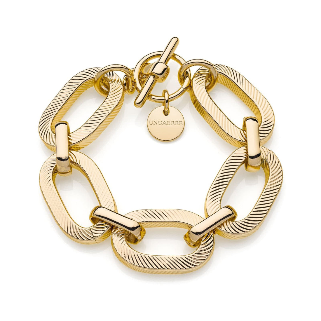 Bracciale Donna Unoaerre Bronzo Dorato Square Con Finitura A Righe 532033