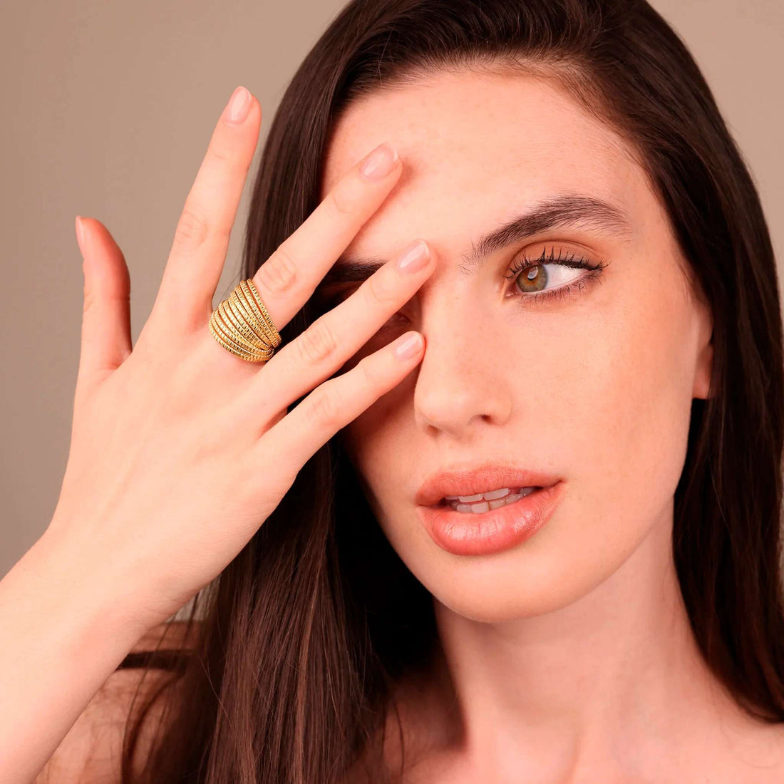 Anello Donna Etrusca Bronzo Dorato Oro 18 KT WSET00927.YG-16