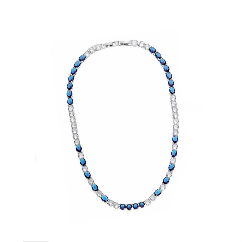 Collana Donna Ottaviani Tennis Girocollo Zirconi Bianchi Blu 501098C