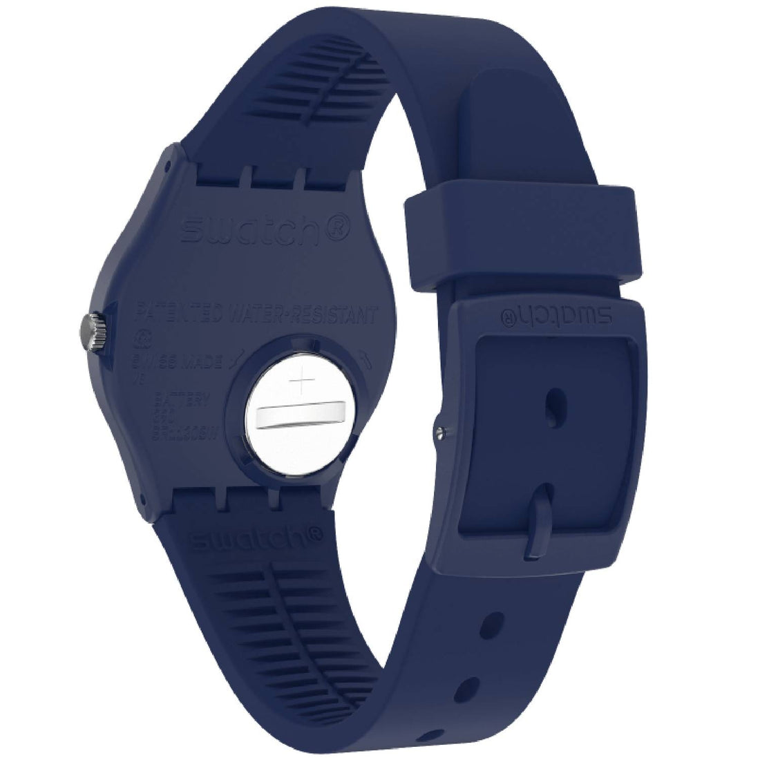 Orologio Donna Gomma Resina Swatch Quarzo Solo Tempo Doppia Data Blu GN726