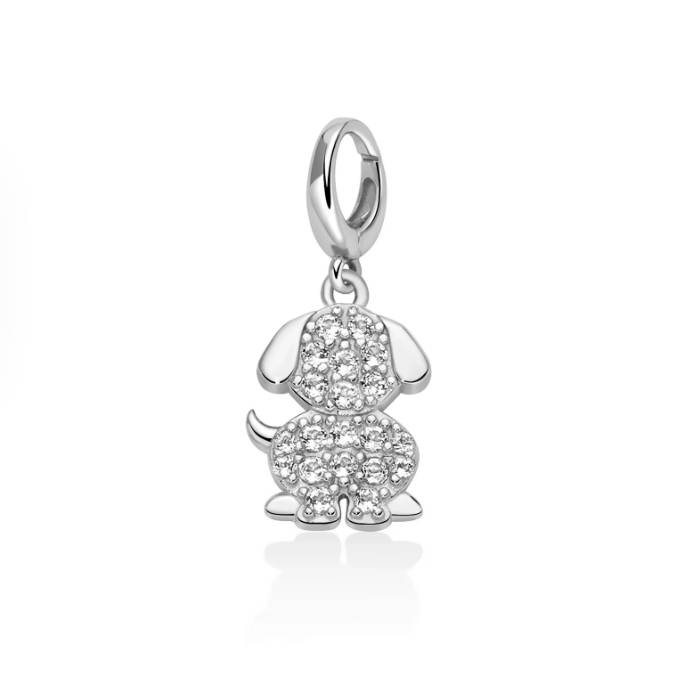 Charm Donna Miluna Pendente Argento Topazio Cagnolino PFD898