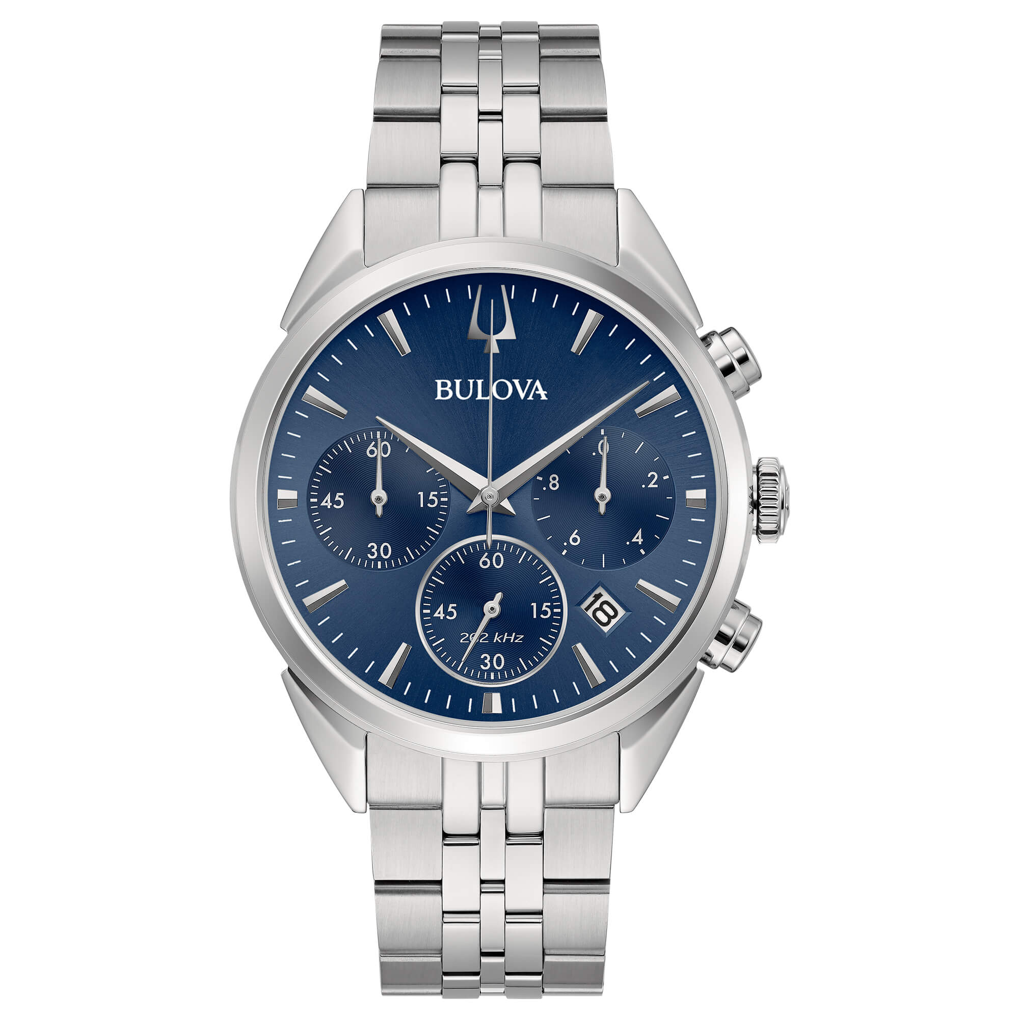 Orologio Uomo Bulova Quarzo Cronografo Blu HIGH PRECISION Acciaio Lucido 96B373