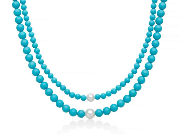Collana Donna Argento 925 Miluna Pasta Di Turchese Perla PCL6788