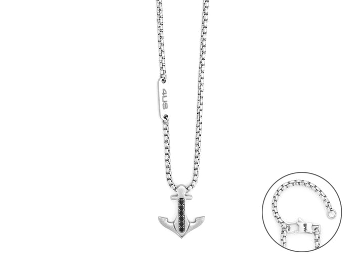 Collana Uomo 4US Cesare Paciotti  ancora Acciaio Bianco e zirconi 4UCL7805
