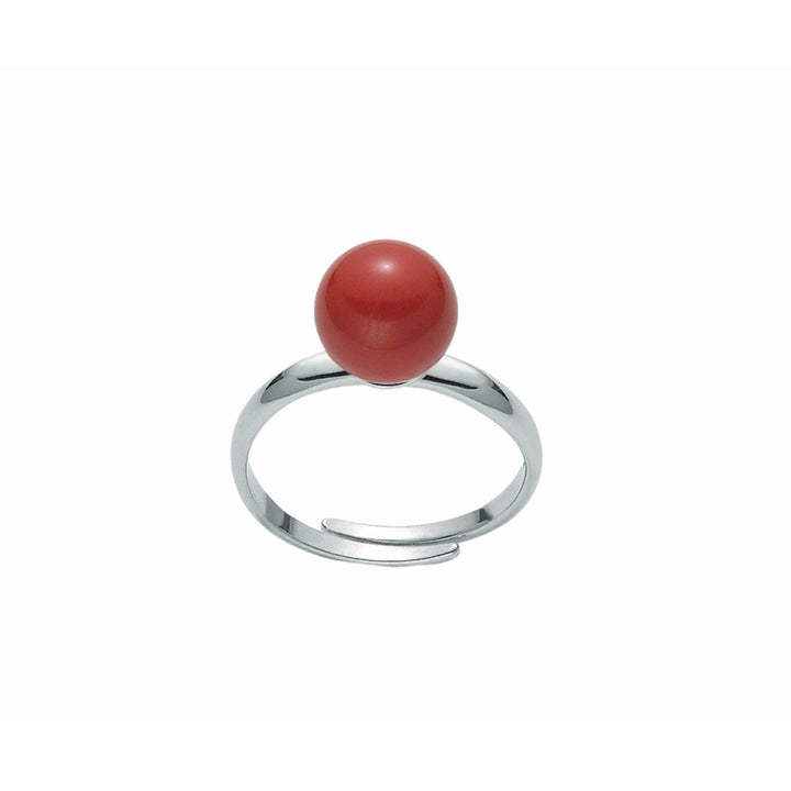 Anello Donna Argento 925 Regolabile Miluna Pasta Di Corallo Rosso LID2995