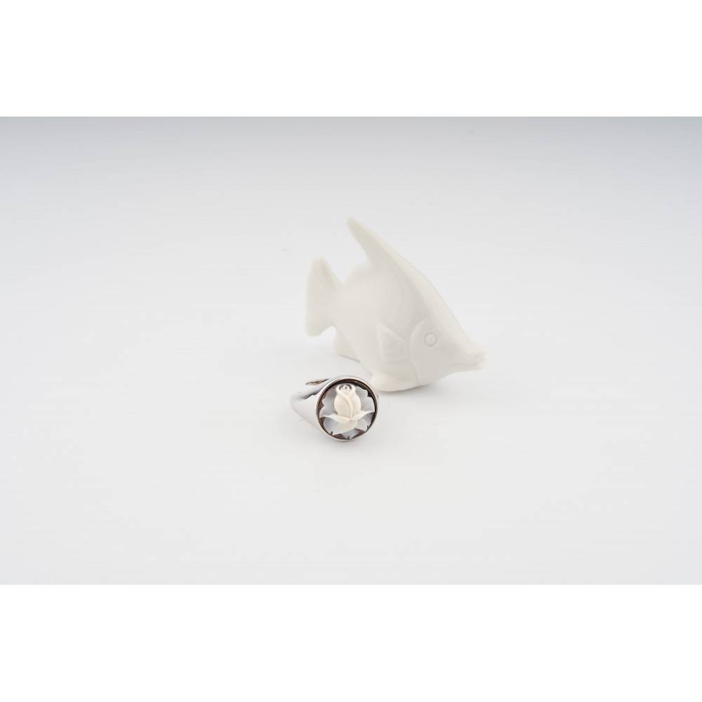 Anello Donna Cameo Italiano Argento 925 Fiore Tulipano A25-100911