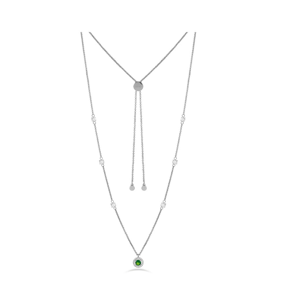 Collana Donna Liu Jo Acciaio Catena Rollò con pietra verde  LJ2271