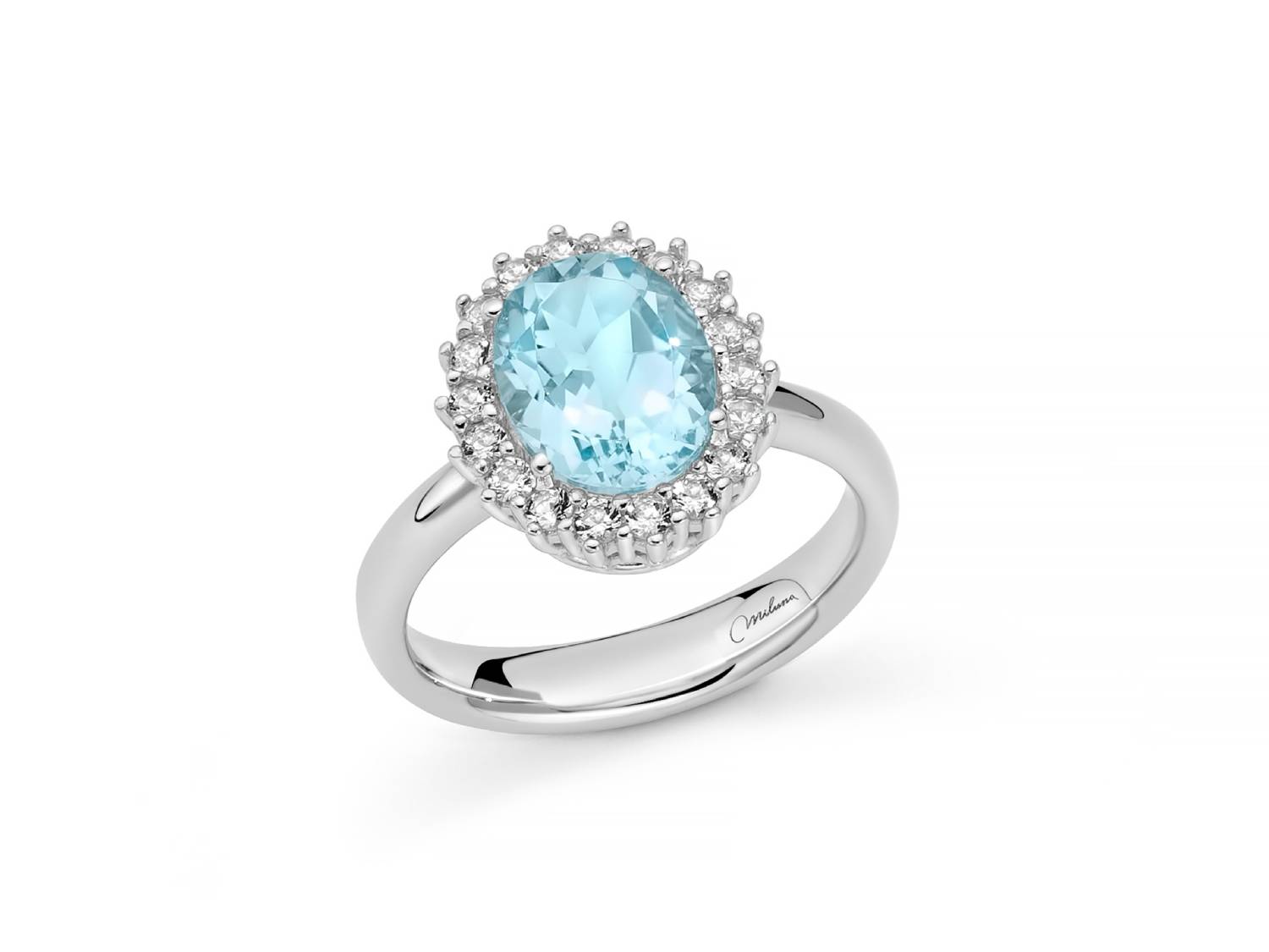 Anello Donna Miluna Argento 925 Topazio Ovale Azzurro Gemma Del Cielo LID3888M12