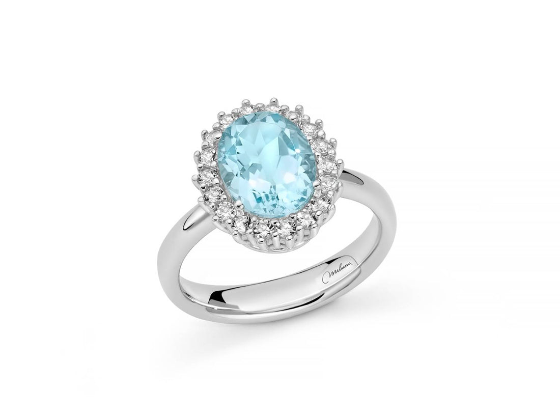 Anello Donna Miluna Argento 925 Topazio Ovale Azzurro Gemma Del Cielo LID3888M12