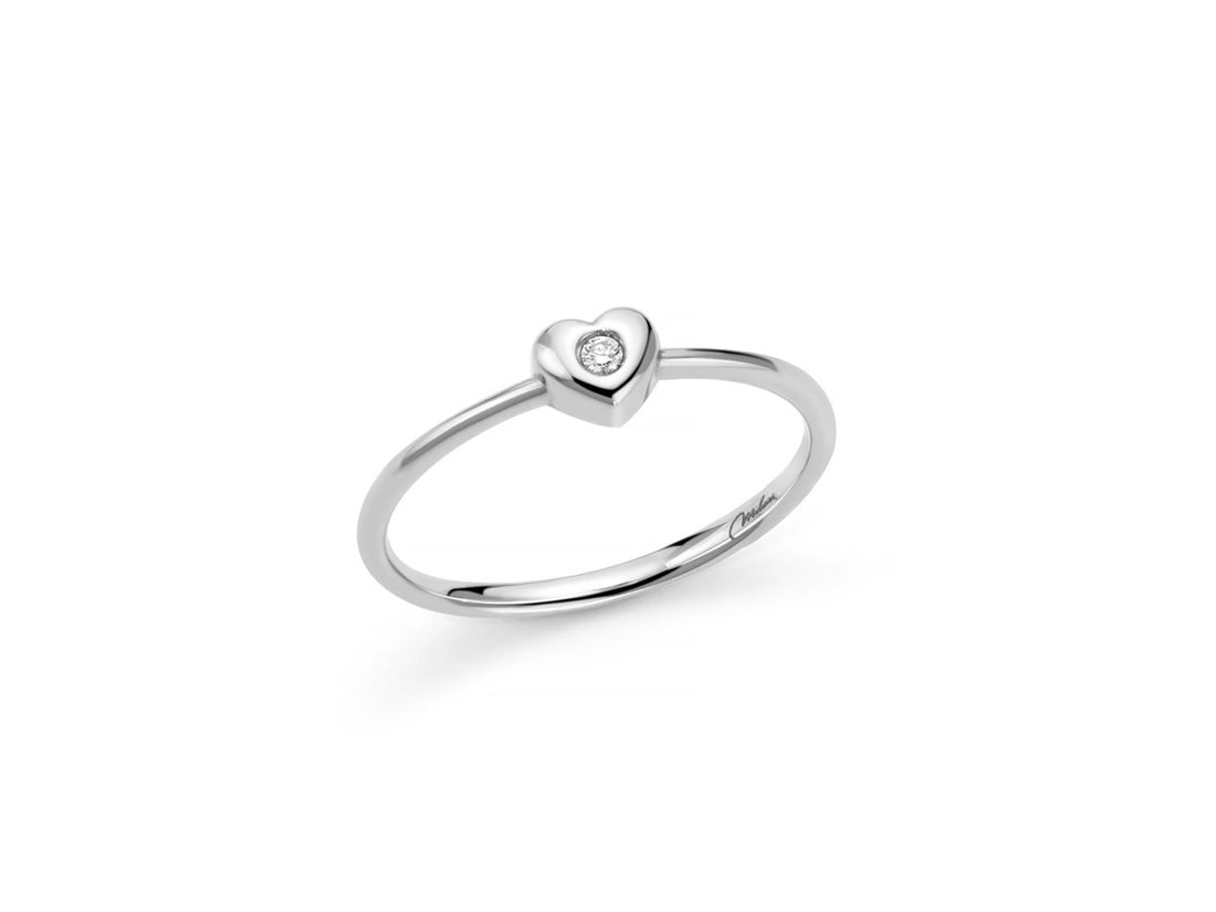 Anello Donna Miluna Oro Bianco 9Kt Diamante Solitario  cuore LID3678-D02X