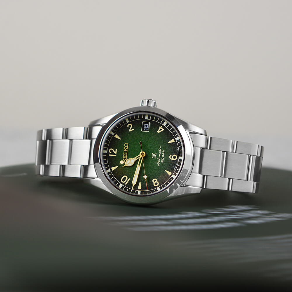 Orologio Uomo Seiko Alpinist Prospex Automatico Verde Indici Dorati Acciaio SPBJ155J1