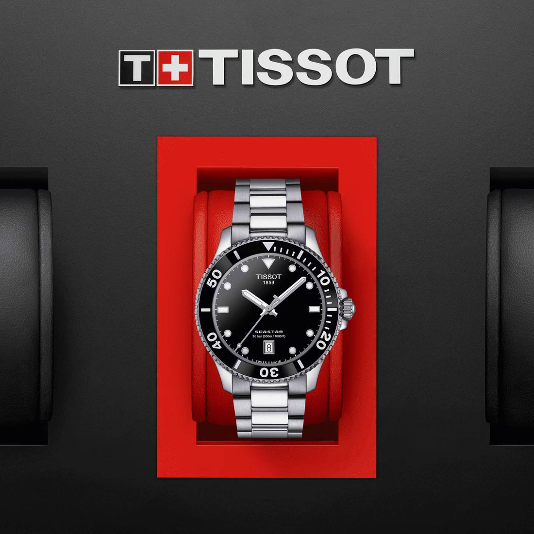 Orologio Uomo Tissot Quarzo Solo Tempo Acciaio Seastar Nero 300 m T1204101105100