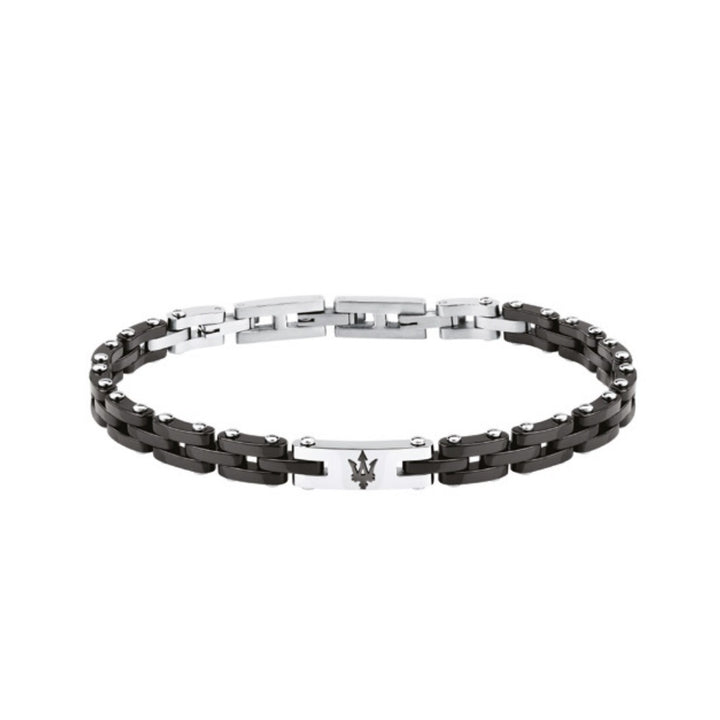 Bracciale Uomo Acciaio e ceramica Nera Maserati Logo Centrale JM425ATZ64
