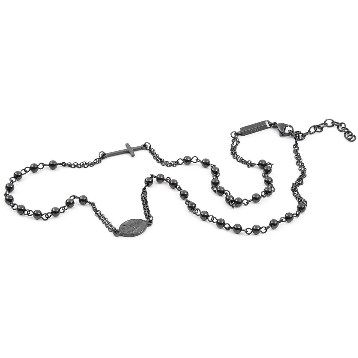 Collana Uomo Acciaio 4US Cesare Paciotti Rosario total black 4UCL4058