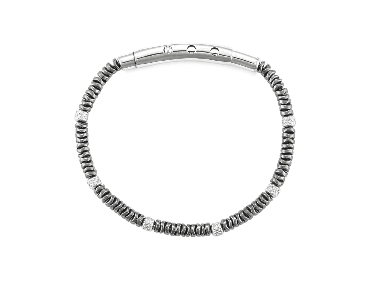 Bracciale Uomo 4US Cesare Paciotti acciaio Bianco ed ematite chiara 4UBR7020