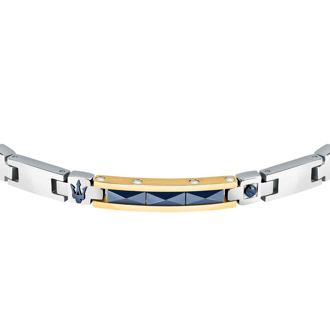 Bracciale Uomo Maserati Acciaio Dorato Ceramica Blu Logo Tridente JM224ATZ37