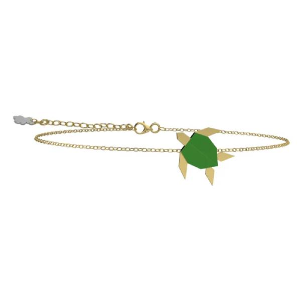 Bracciale Bambino Nanàn Argento 925 Dorato Origami Tartaruga Verde NAN0720