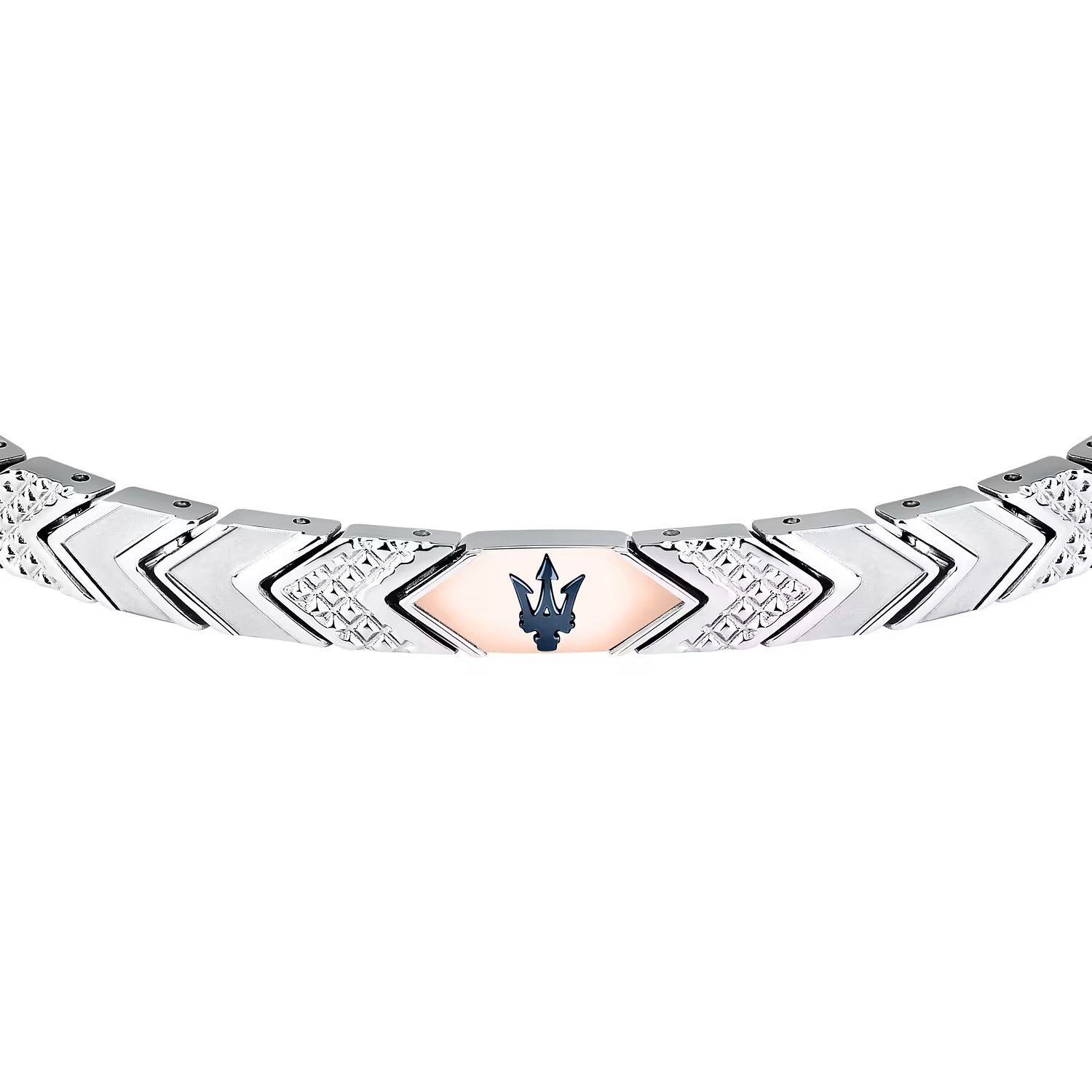 Bracciale Uomo Maserati Acciaio con Targhetta Centrale bicolore e logo PVD blu JM225AVD90