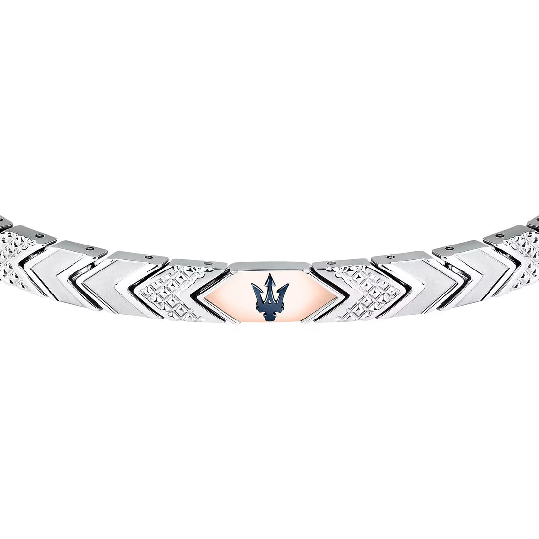 Bracciale Uomo Maserati Acciaio con Targhetta Centrale bicolore e logo PVD blu JM225AVD90