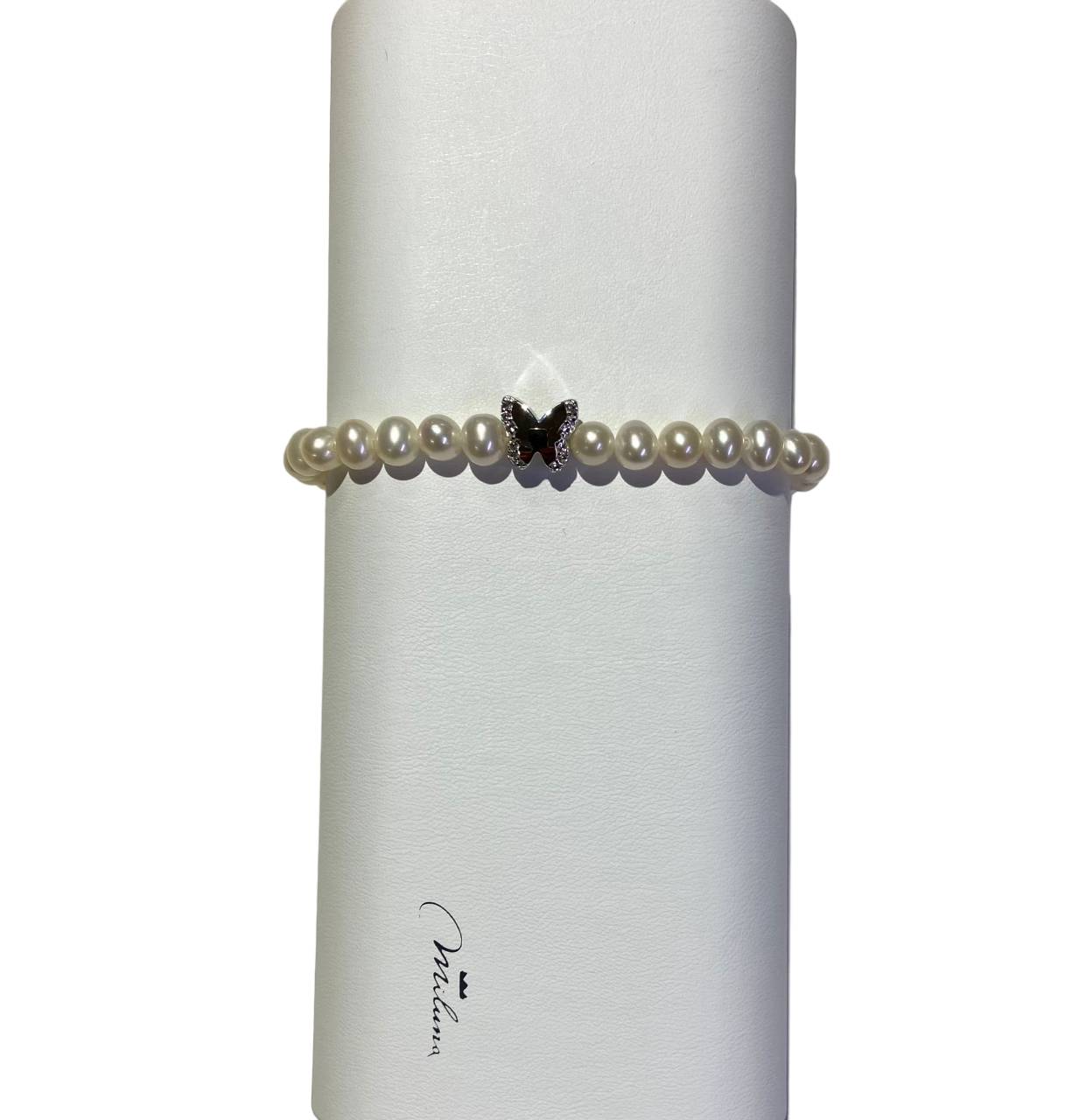 Bracciale Donna Miluna Argento 925 Miss Italia Perle Bianche Farfalla PBR3502-TPZ