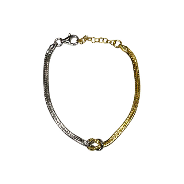 Bracciale Unisex Re Mida Nodo Maglia Lucida Argento Bicolore 925 BR Med 27