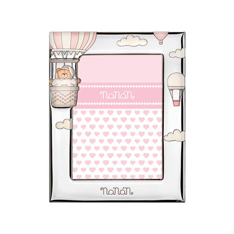 Cornice Argento Bambina Nanan Orsetto Rosa NCO0027