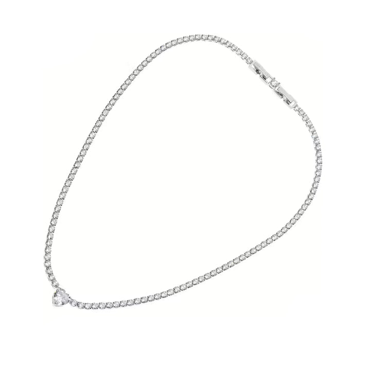 Collana Donna Ottaviani Tennis Rodiata Elegance Cuore Zirconi 501134C