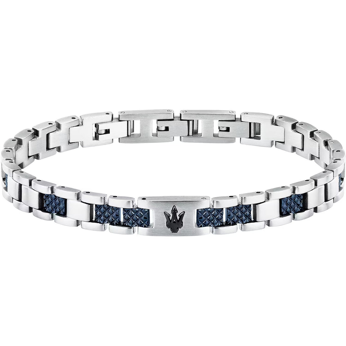 Bracciale Uomo Acciaio Maserati Logo Centrale Blu Semirigido JM225AVD87
