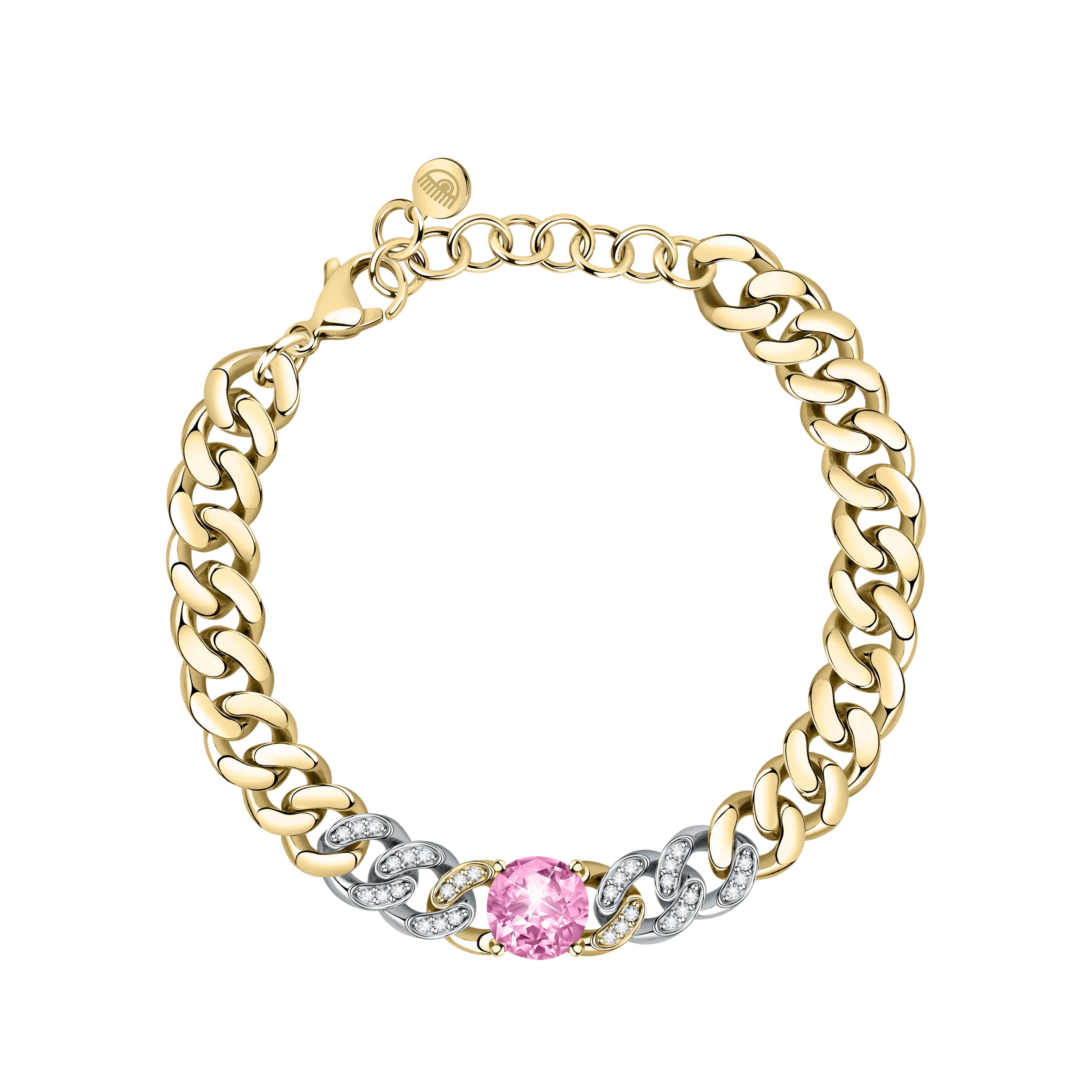 Bracciale Donna Chiara Ferragni Groumette Catena Zirconi Bianchi Rosa