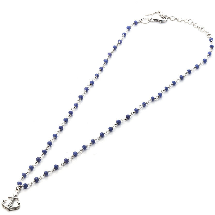 Collana Uomo Cesare Paciotti Argento Ancora Biglie Blu JPCL1976V