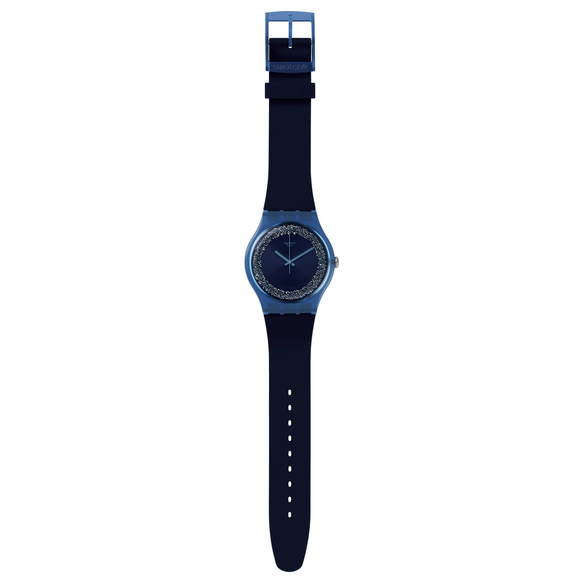 Orologio Donna Swatch Quarzo Solo Tempo Blusparkles Zirconi Blu Nero SUON134