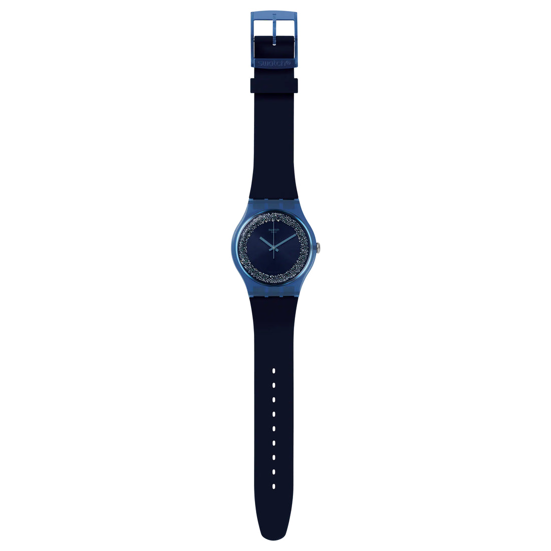 Orologio Donna Swatch Quarzo Solo Tempo Blusparkles Zirconi Blu Nero SUON134