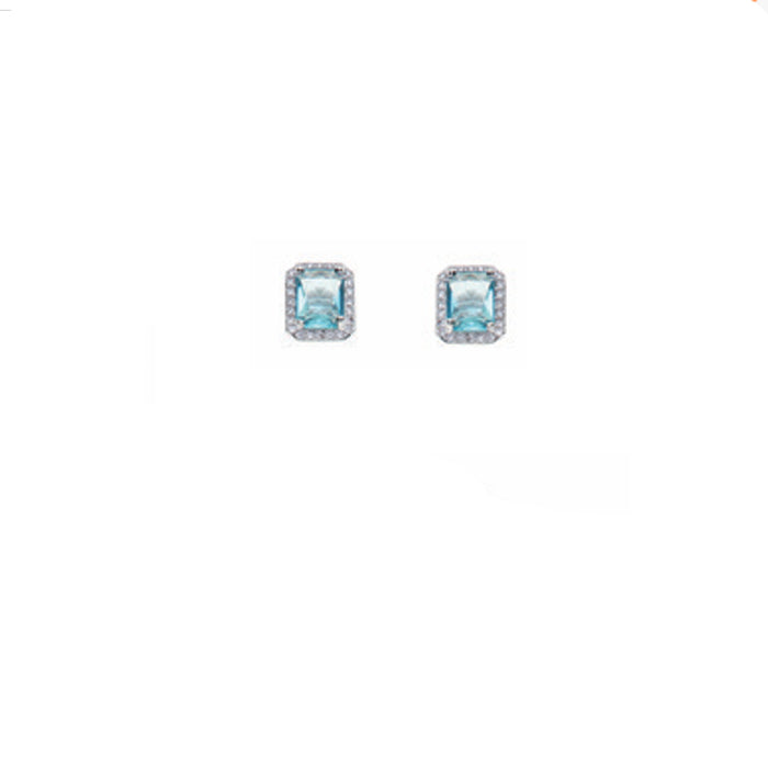 Orecchini Donna Ottaviani Bronzo Argentato Zircone Acqua Marina 501131O