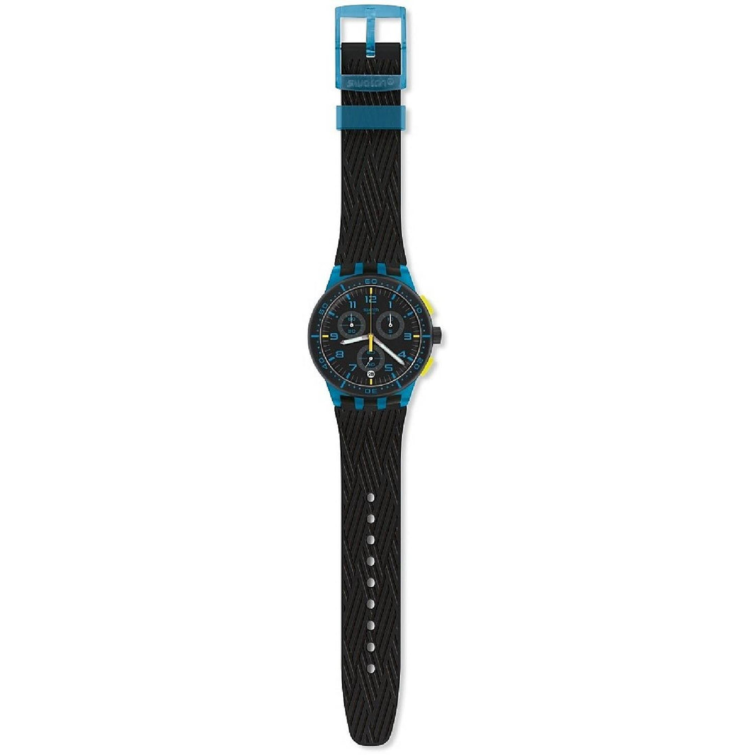 Orologio Uomo Silicone Gomma Swatch Essential Cronografo Data Nero Blu SUSS402