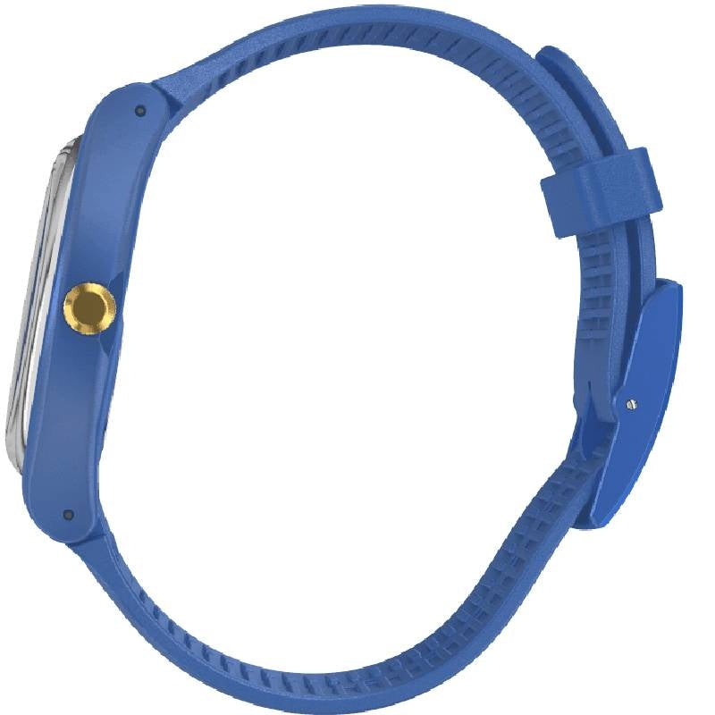 Orologio Uomo Gomma Resina Swatch Quarzo Solo Tempo Blu Oro Cyderalblue SUON143