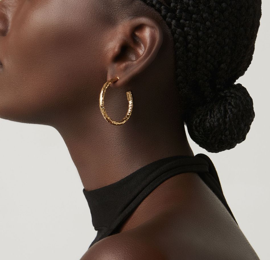 Orecchini Donna Giovanni Raspini Argento Dorato 925 Cerchi Martellati Lucidi 10591