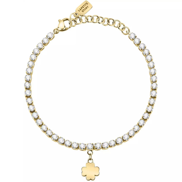 Bracciale Donna La Petite Story Acciaio Dorato Con Zirconi Bianchi E Charm Quadrifoglio LPS05ARR71